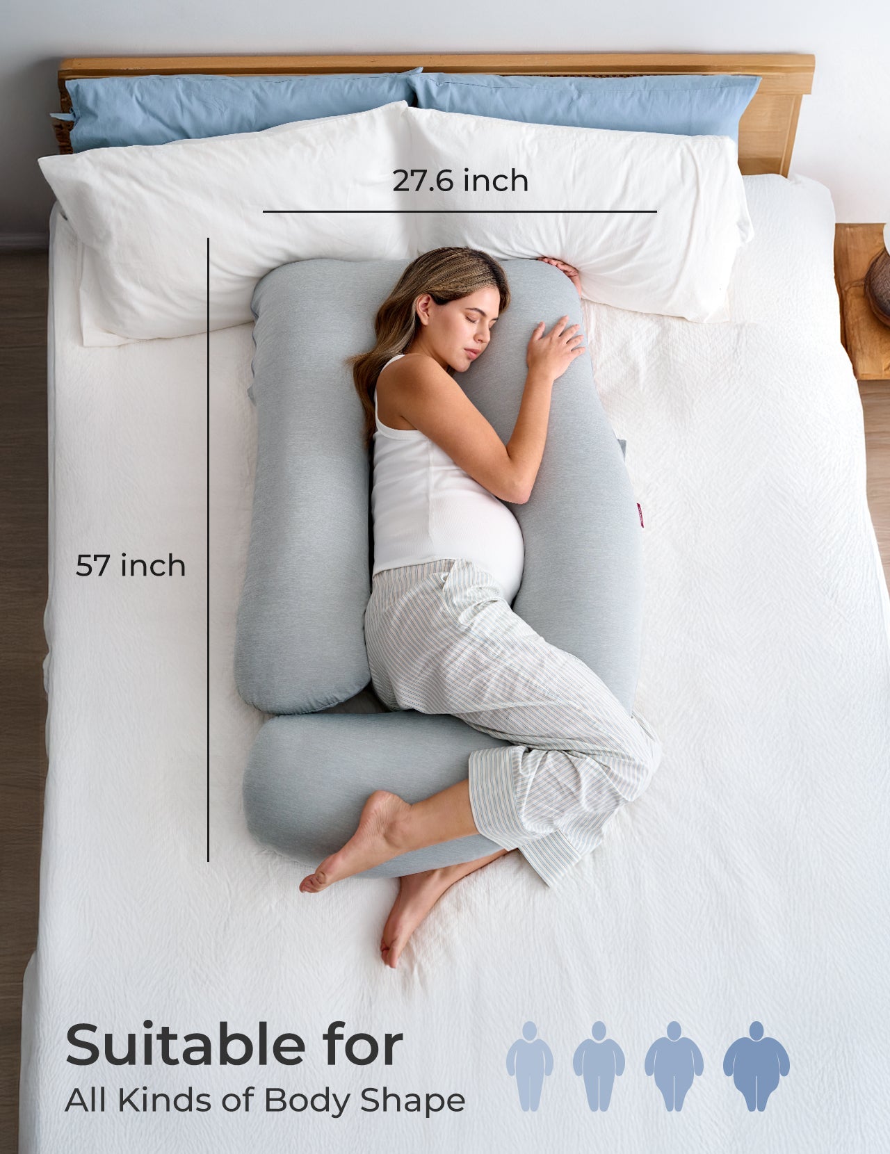 U-Shaped Side Sleeping Maternity Pillow with Leg Support